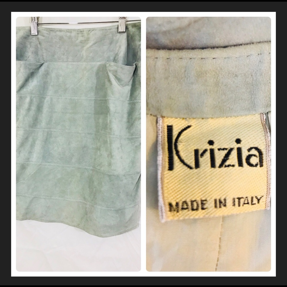 Krizia Italy rare 100% sheepskin Gray suede skirt